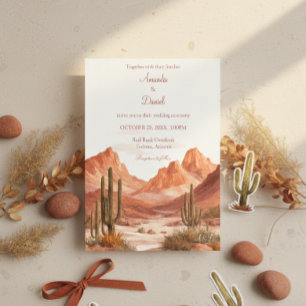 Watercolor Boho Desert Mountain Southwest Wedding  Invitation