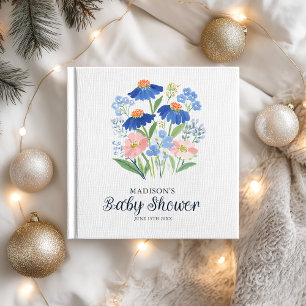 Watercolor Boho Dusty Blue Baby in Bloom Shower Guest Book