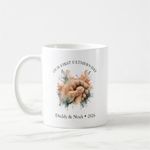 Watercolor Boho First Father’s Day Fist bump Coffee Mug