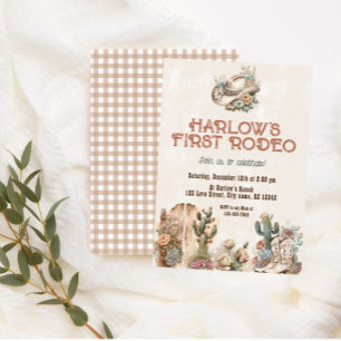 Watercolor Boho First Rodeo Cowgirl Birthday Invitation