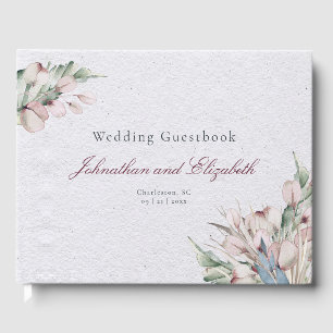 Watercolor Boho Floral and Botanical Wedding Guest Book