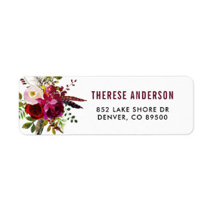 Watercolor Boho Floral Autumn Address Label
