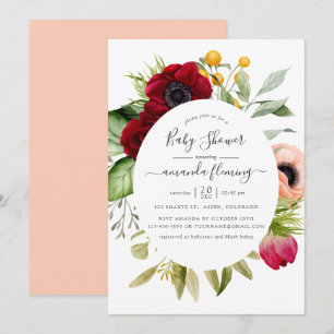 Watercolor Boho Floral Baby Shower Invitation