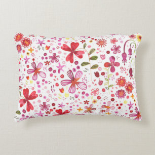 Watercolor Boho Floral Colourful Accent Pillow