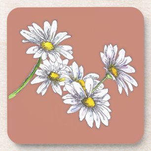 Watercolor Boho Floral Daisy Christmas Gift  Coaster