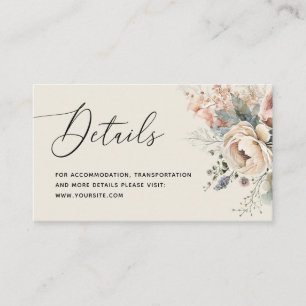 Watercolor boho floral details. Elegant wedding Enclosure Card