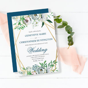 Watercolor Boho Floral Geometric Wedding Invitation