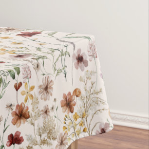 Watercolor Boho Floral Pattern Tablecloth