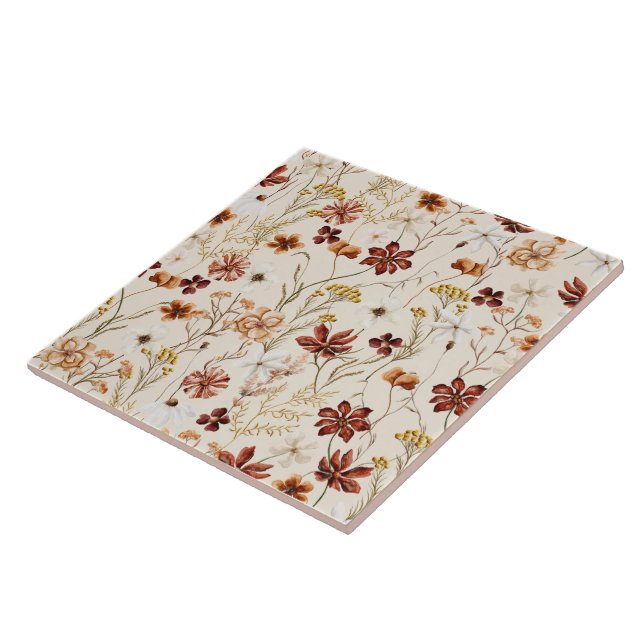Watercolor Boho Floral Pattern Tile (Side)