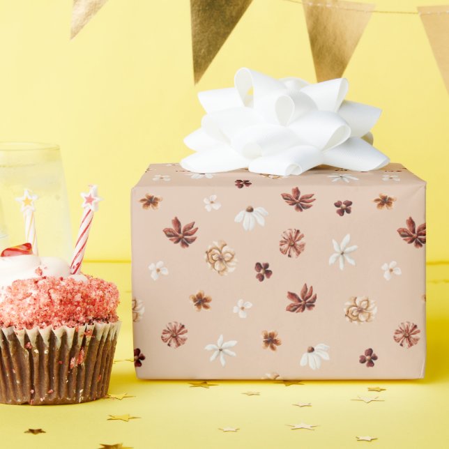 Watercolor Boho Floral Pattern Wrapping Paper (Birthday Party)