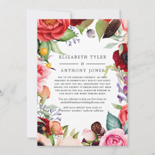 Watercolor Boho Floral Reduced Wedding Guest List Announcement
