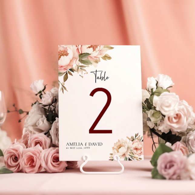 Watercolor Boho Floral Wedding Table Numbers (Creator Uploaded)