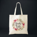 Watercolor Boho Floral Wreath Bride Tribe Tote Bag<br><div class="desc">Watercolor Boho Floral Wreath Bride Tribe Tote Bag. 
(1) For further customization,  please click the "customize further" link and use our design tool to modify this template.
(2) If you need help or matching items,  please contact me.</div>