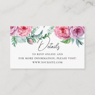 Watercolor boho garden floral wedding QR details Enclosure Card