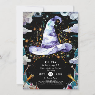 Watercolor Boho Kids' Wizard Birthday Invitation