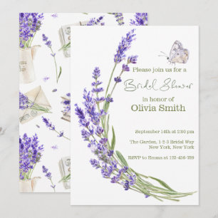 Watercolor Boho Lavender Bridal Shower Invitation