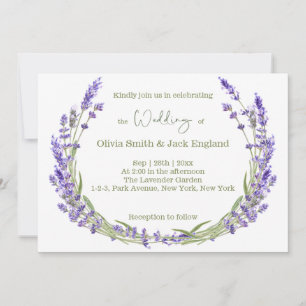 Watercolor Boho Lavender Wedding Invitation