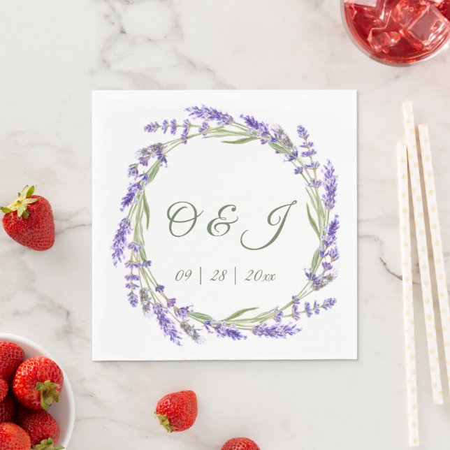 Watercolor Boho Lavender Wedding Napkin (Insitu)