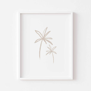 Watercolor boho minimalist palm tree poster