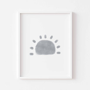 Watercolor boho minimalist sun poster