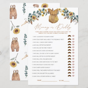Watercolor Boho Mommy or Daddy Baby Shower Game