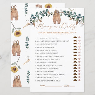 Watercolor Boho Mommy or Daddy Baby Shower Game