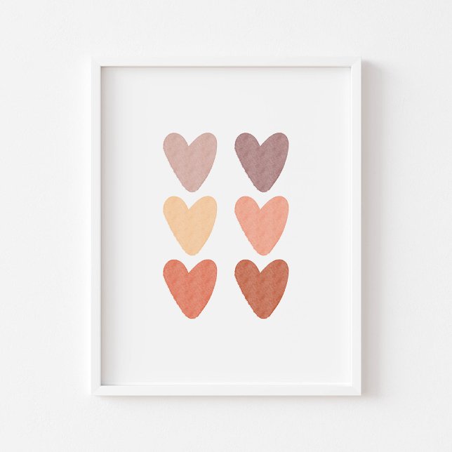 Watercolor boho neutral hearts print (Creator Uploaded)