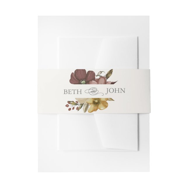 Watercolor Boho Neutral Wedding  Invitation Belly Band (Front Example)