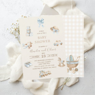 Watercolor Boho Nursery boy  baby shower Invitation