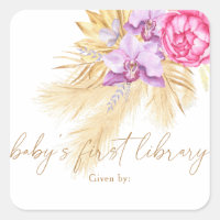 Watercolor boho pampas grass, Baby's first library