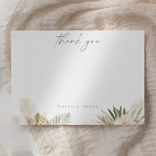 Watercolor Boho Pampas Grass Bridal Thank You Card