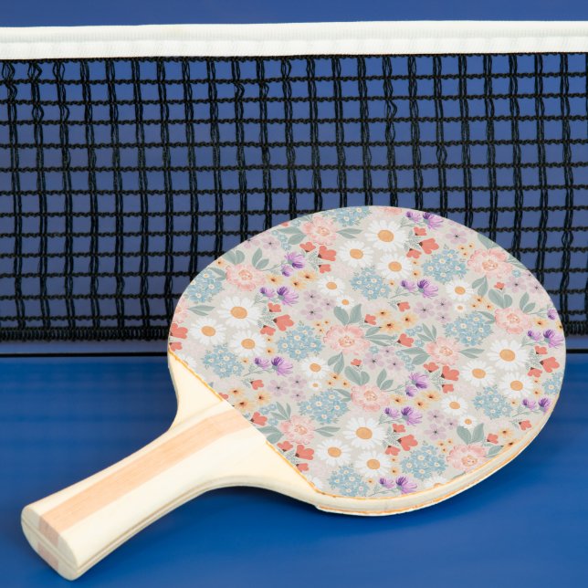 Watercolor Boho Pink Floral Ping Pong Paddle (Insitu)