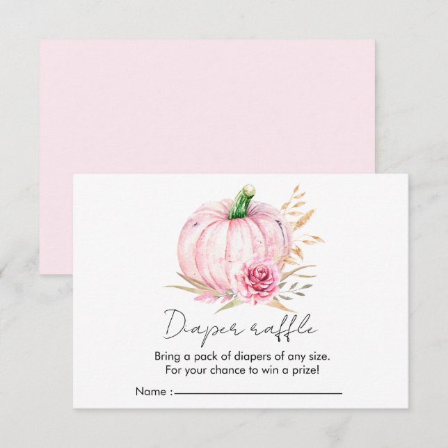 Watercolor Boho Pumpkin Babyshower Enclosure Card  (Front/Back)