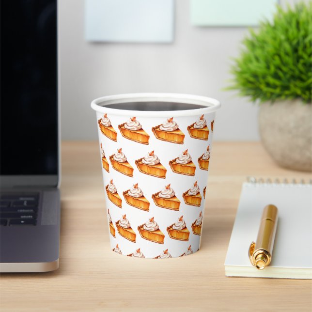 Watercolor Boho Pumpkin Pie Pattern Paper Cups (Insitu)