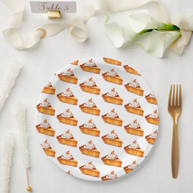 Watercolor Boho Pumpkin Pie Pattern Paper Plate (Wedding)