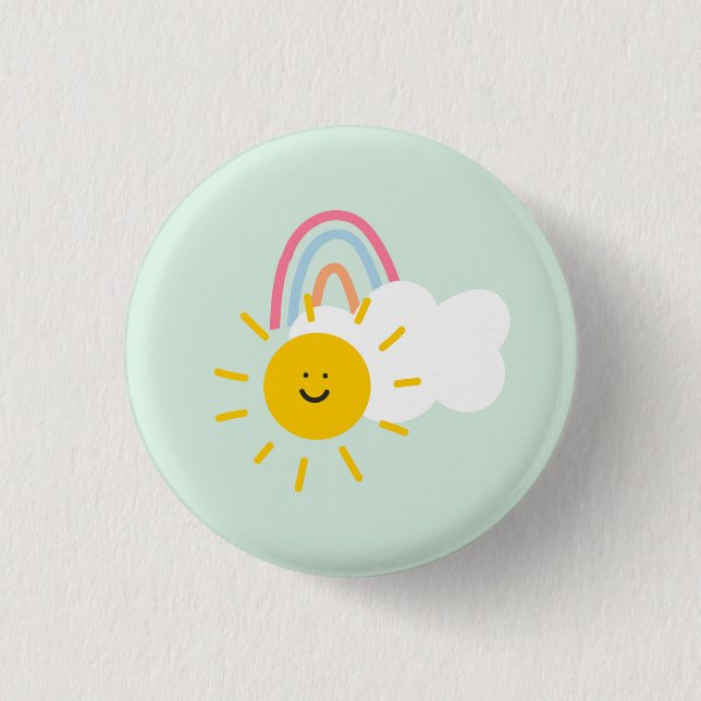 Watercolor Boho Rainbow and Sun  1 Inch Round Button (Front)