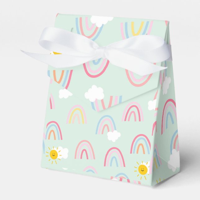 Watercolor Boho Rainbow and Sun  Favor Box (Front Side)