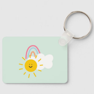 Watercolor Boho Rainbow and Sun Keychain