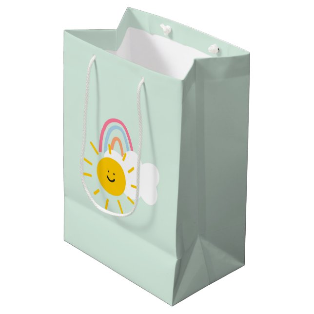 Watercolor Boho Rainbow and Sun  Medium Gift Bag (Front Angled)