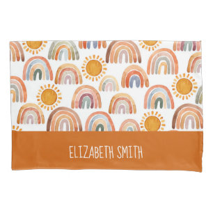 Watercolor Boho Rainbow and Sun Personalized   Pillowcase