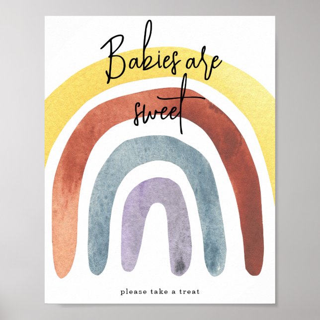 Watercolor Boho Rainbow Babies are sweet  Poster (Front)
