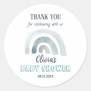 Watercolor Boho Rainbow Baby Shower Classic Round Sticker