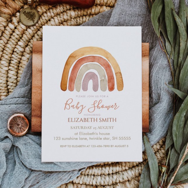 Watercolor Boho Rainbow Baby Shower  Invitation (Creator Uploaded)