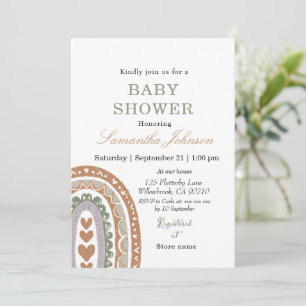Watercolor Boho Rainbow baby shower  Invitation