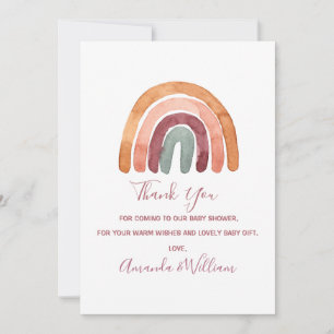 Watercolor Boho Rainbow Baby Shower  Thank You Car Card