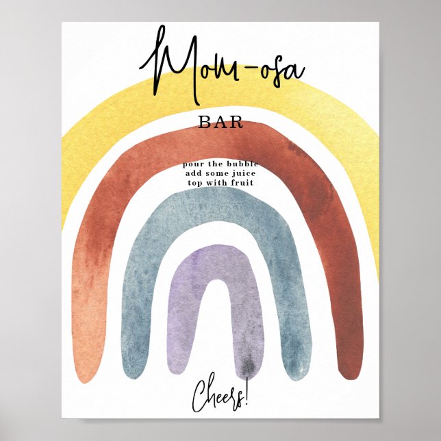Watercolor Boho Rainbow mom-osa bar Poster (Front)