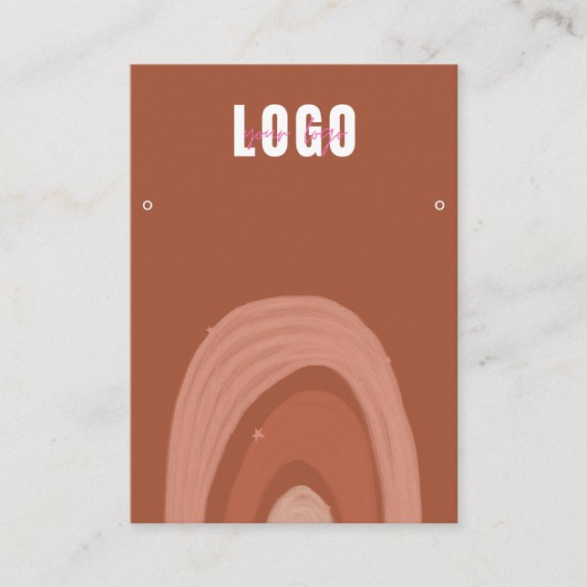 Watercolor Boho Rainbow Terracotta Earring Display Business Card (Front)