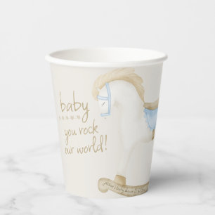 Watercolor Boho Rocking Horse Baby Shower Paper Cups