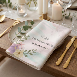 Watercolor  boho  succulent vintage pastel  floral napkin