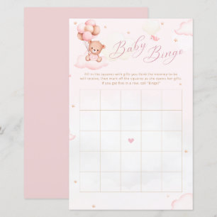 Watercolor Boho Teddy Bear Baby Shower Bingo Game